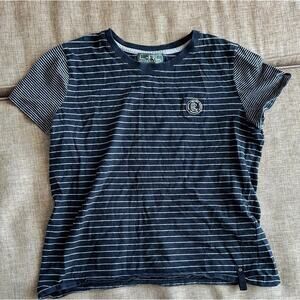 LRL Ralph Lauren Active Top Women’s Black Striped Shirt Short Sleeve Cotton‎ L